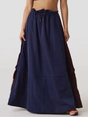 Puma Navy Maxi Skirt with Burgundy Side Panels